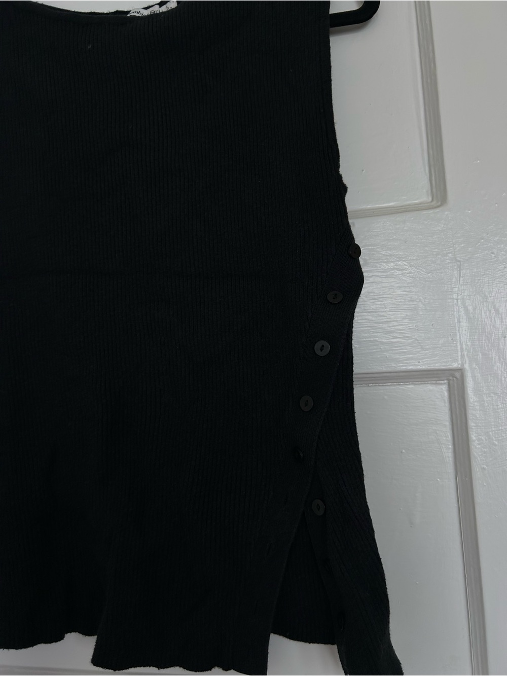 Abercrombie & Fitch Black Ribbed Tank with Side Button Detail - Picture 2 of 3